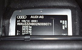 Audi alustanumero